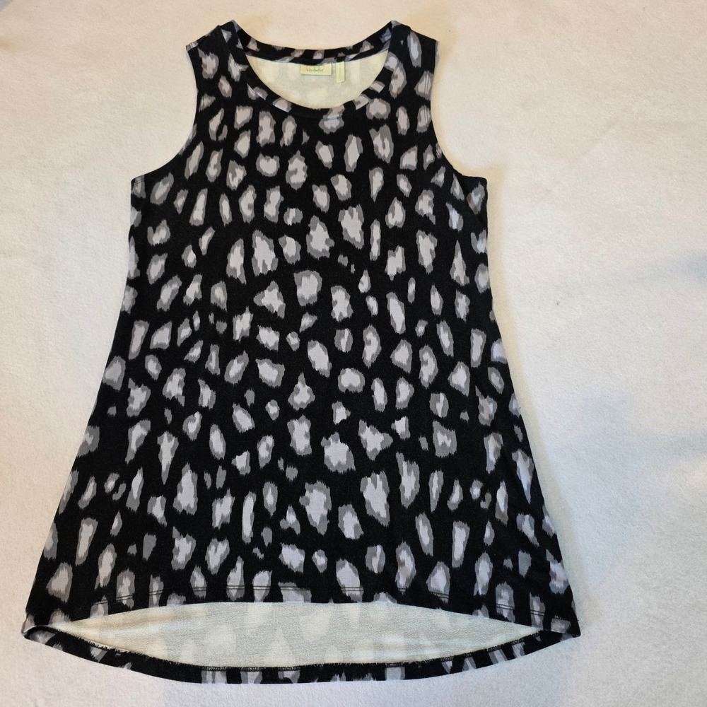 Logo Lounge Lori Goldstein Animal‎ Print Sleeveless Tunic Top Gray Black Size S